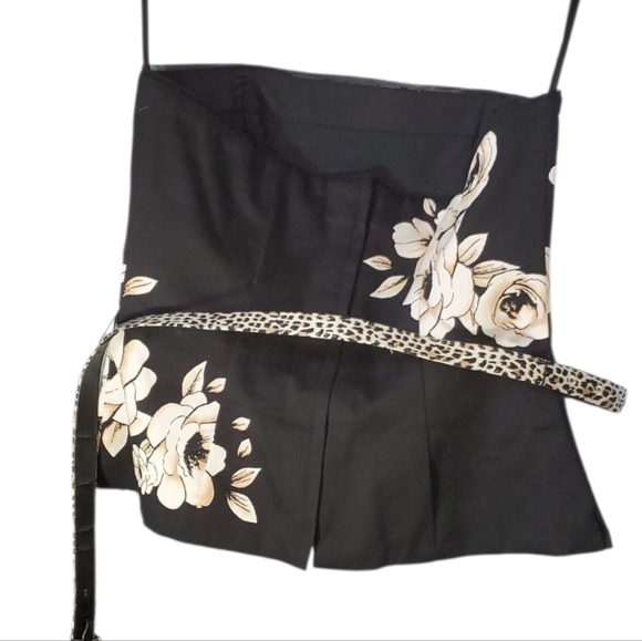 White House Black Market Black Strapless Bustier Size 4 Floral Padded Lined - Picture 3 of 8